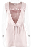 Sweet Elegant Solid Backless With Bow O Neck One Step Skirt Dresses