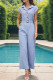 Casual Solid Pocket Buttons With Belt Turndown Collar Loose Jumpsuits