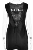 Sweet Elegant Solid Backless With Bow O Neck One Step Skirt Dresses