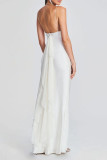 Celebrities Elegant Solid Backless One Step Skirt Dresses