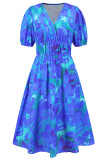 Bohemian Elegant Floral Contrast V Neck A Line Dresses