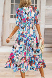Bohemian Elegant Floral Contrast V Neck A Line Dresses