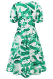 Bohemian Elegant Floral Contrast V Neck A Line Dresses