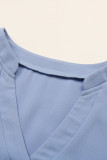 Casual Simplicity Solid Buttons Fold V Neck Tops