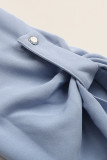 Casual Simplicity Solid Buttons Fold V Neck Tops
