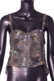 Sexy Solid Hollowed Out Backless Square Collar Tops