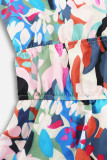 Bohemian Elegant Floral Contrast V Neck A Line Dresses