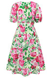Bohemian Elegant Floral Contrast V Neck A Line Dresses