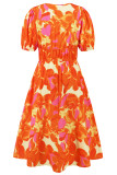 Bohemian Elegant Floral Contrast V Neck A Line Dresses