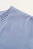 Casual Simplicity Solid Buttons Fold V Neck Tops
