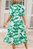 Bohemian Elegant Floral Contrast V Neck A Line Dresses