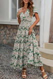 Elegant Floral Patchwork V Neck A Line Dresses