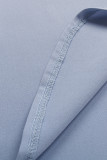 Casual Simplicity Solid Buttons Fold V Neck Tops