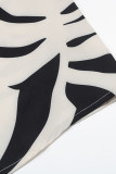 Casual Geometric Print Buckle V Neck Tops