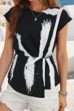 Casual Simplicity Geometric Print O Neck Tops