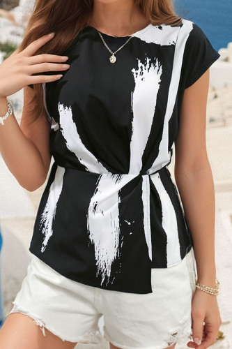 Casual Simplicity Geometric Print O Neck Tops