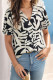 Casual Geometric Print Buckle V Neck Tops