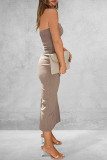 Sexy Simplicity Solid Strapless One Step Skirt Dresses