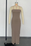 Sexy Simplicity Solid Strapless One Step Skirt Dresses