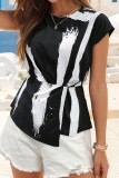 Casual Simplicity Geometric Print O Neck Tops