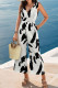 Casual Geometric Print Pocket V Neck Loose Jumpsuits