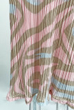 Sexy Vacation Geometric Print Fold Strapless One Step Skirt Dresses