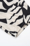 Casual Geometric Print Buckle V Neck Tops