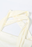 Elegant Solid Backless Halter Sleeveless Two Pieces