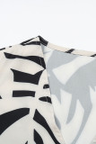 Casual Geometric Print Buckle V Neck Tops