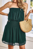 Elegant Simplicity Solid Backless Pleated Strapless Waist Skirt Dresses