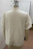 Casual Solid Hollowed Out Buttons Turtleneck Tops