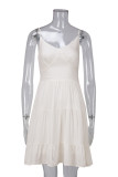 Sexy Simplicity Solid Flounce V Neck Sling Dresses