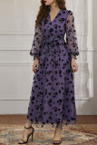 Elegant Solid Lace Patchwork V Neck A Line Dresses