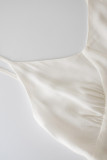 Sexy Simplicity Solid Flounce V Neck Sling Dresses