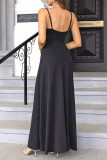 Sexy Solid Patchwork V Neck Sling Dresses