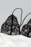 Sexy Solid Lace Backless Slit V Neck Sling Dresses