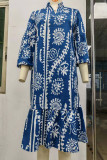 Casual Vintage Geometric Print V Neck A Line Dresses