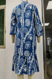 Casual Vintage Geometric Print V Neck A Line Dresses