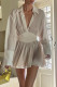 Casual Simplicity Solid Patchwork Turndown Collar Waist Skirt Dresses