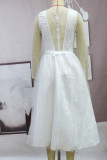 Elegant Solid Embroidered Mesh V Neck Evening Dresses