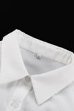 Elegant Solid Pocket Fold Turndown Collar Tops