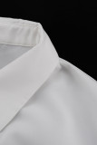 Elegant Solid Pocket Fold Turndown Collar Tops