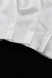 Elegant Solid Pocket Fold Turndown Collar Tops