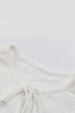 Sweet Elegant Solid Patchwork Flounce V Neck Tops