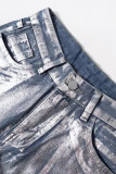 Casual Street Solid Bronzing Contrast High Waist Loose Denim Jeans