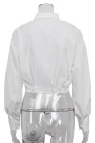 Elegant Solid Pocket Fold Turndown Collar Tops