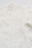 Sweet Elegant Solid Patchwork Flounce V Neck Tops