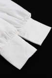 Elegant Solid Pocket Fold Turndown Collar Tops