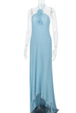 Sexy Solid Appliques Halter One Step Skirt Dresses