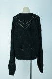 Street Solid Hollowed Out Patchwork O Neck Tops
